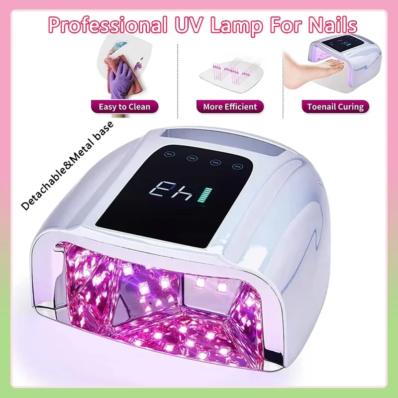 96 واط مرآة عاكسة مسمار مصباح مع وسادة معدنية اللاسلكي مانيكير مجفف ضوء الأشعة فوق البنفسجية اللاسلكية للأظافر قابلة للشحن مسمار الأشعة فوق البنفسجية LED مصباح