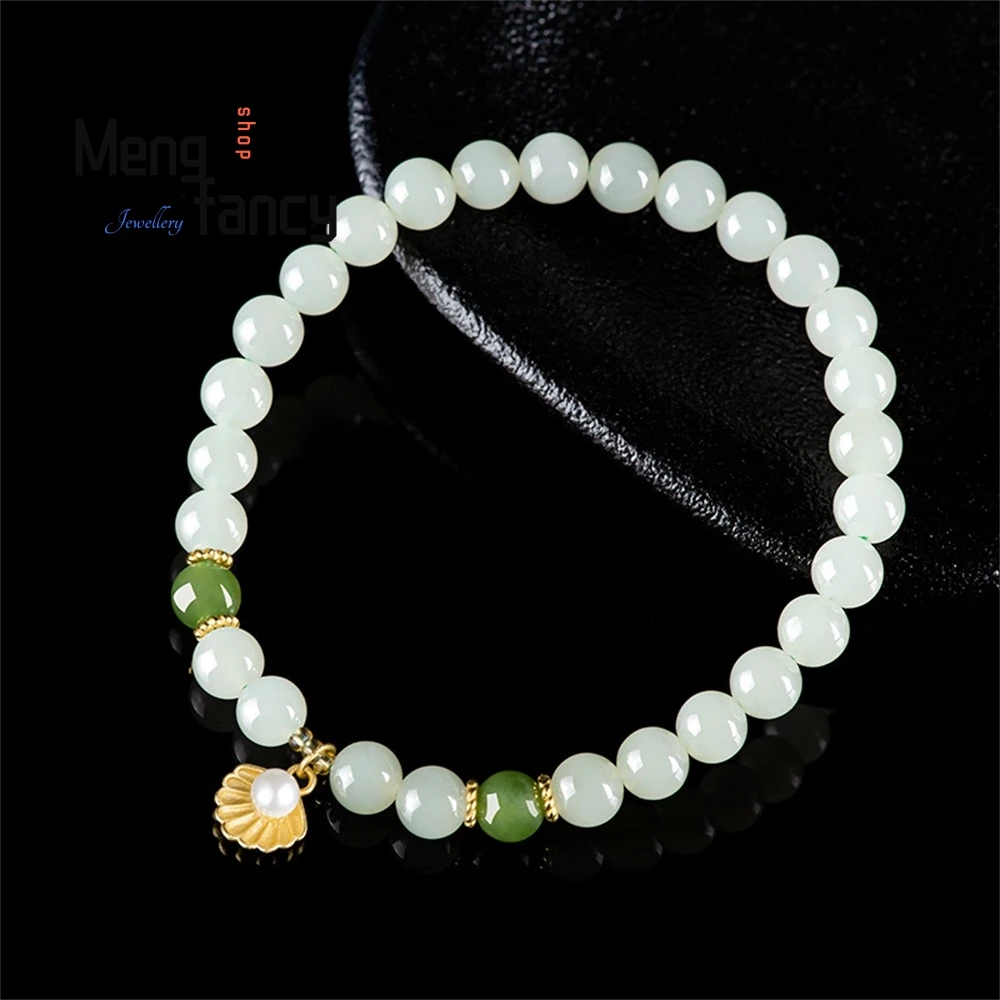 

Natural Old Material Hetian Jade Bracelet Jade Women's Style Ancient-style S925 Silver Accessory Ancient-style Bracelet Gift
