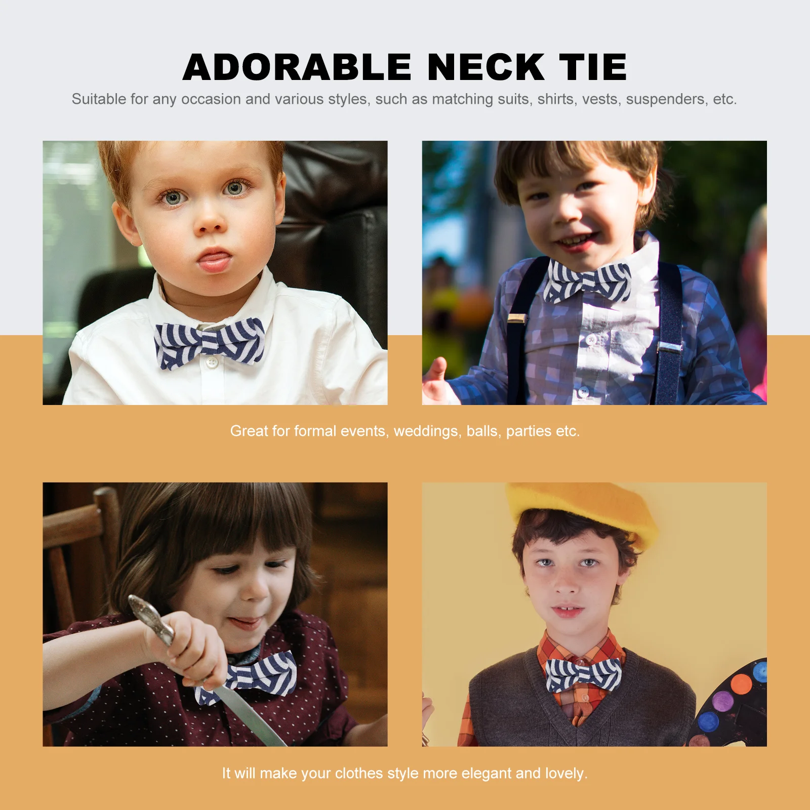 2 шт., сине-белый полосатый детский галстук-бабочка, регулируемый предварительно завязанный шейный ремешок, праздничный костюм, украшение, подарок для детей, школьные аксессуары