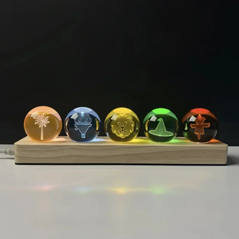 Elemental Orb Glass Crystal Ball Night Light Figurine Anime Style Collectible Lamp For Teen Collectors Table Decor Birthday Gift