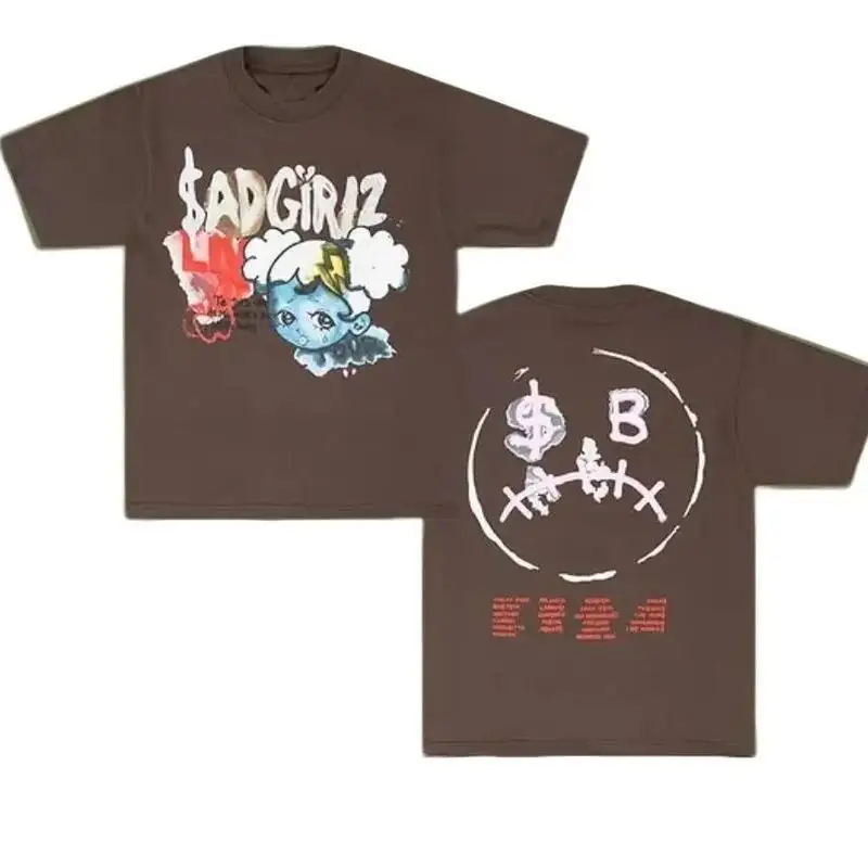 

Sad Boy Tour H 41233 Short Sleeve T-Shirt Women's Fashion Cross-Border Print Tee Spring 2026 Regular Fit Other Material 100%