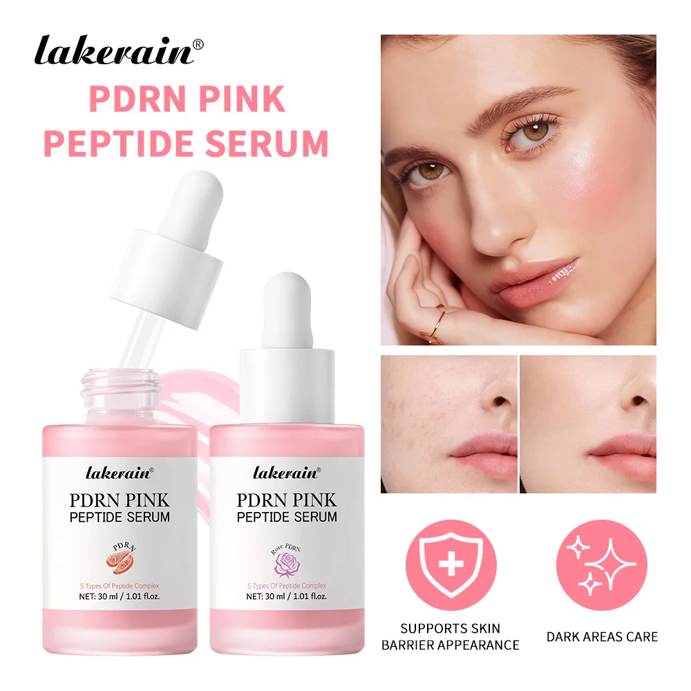 Lakerain Pink Peptide Serum Even-looking Skin Tone Dark Care Long-Lasting Hydration Low-Irritation Formula Firming Adenosine