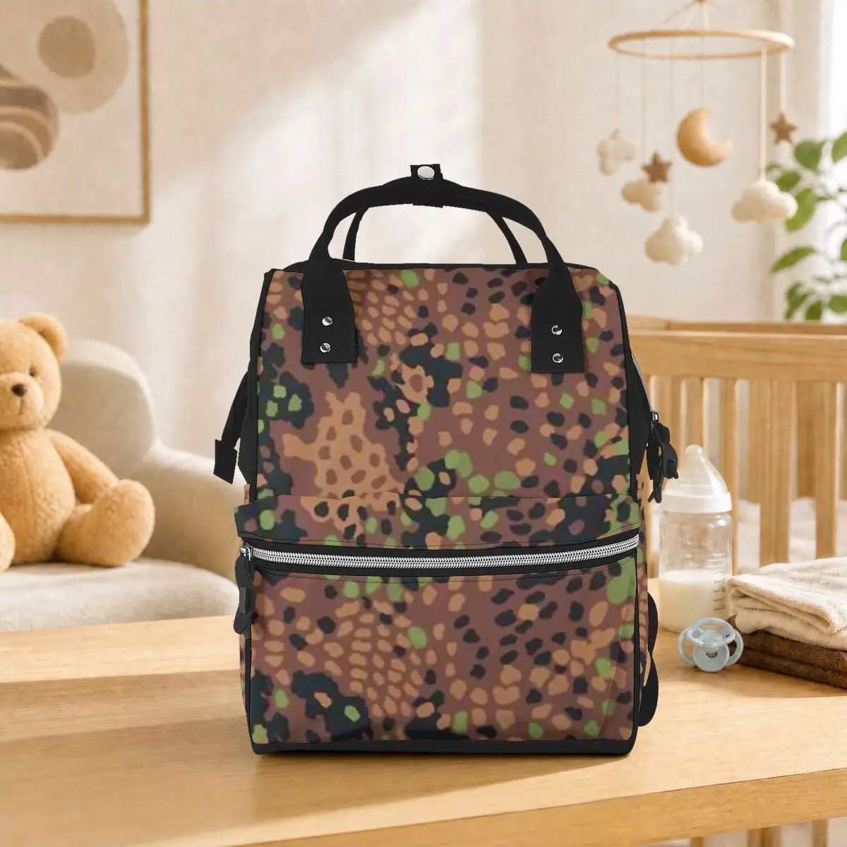 Splintertarn German WW2 Camouflage Army Military Camo Student Backpack School Bag Hiking Travel Daypack for Men Women Bookbag