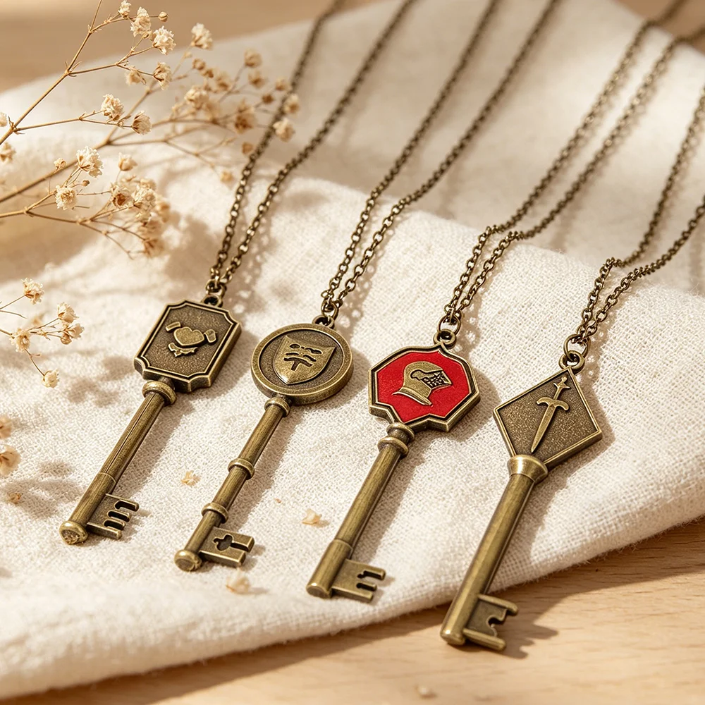 4pcs Resident Evil RPD Mansion Key Necklace Set Vintage Gothic Unique Trendy Accessories Creative Gothic Jewelry