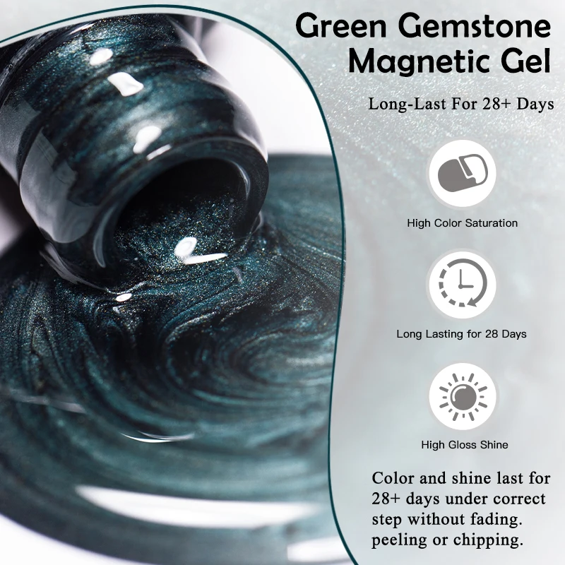 MSRUIOO 8ml gato verde oscuro esmalte de uñas de Gel magnético gema brillo Gel de remojo Otoño Invierno colección de Navidad adecuado para salón