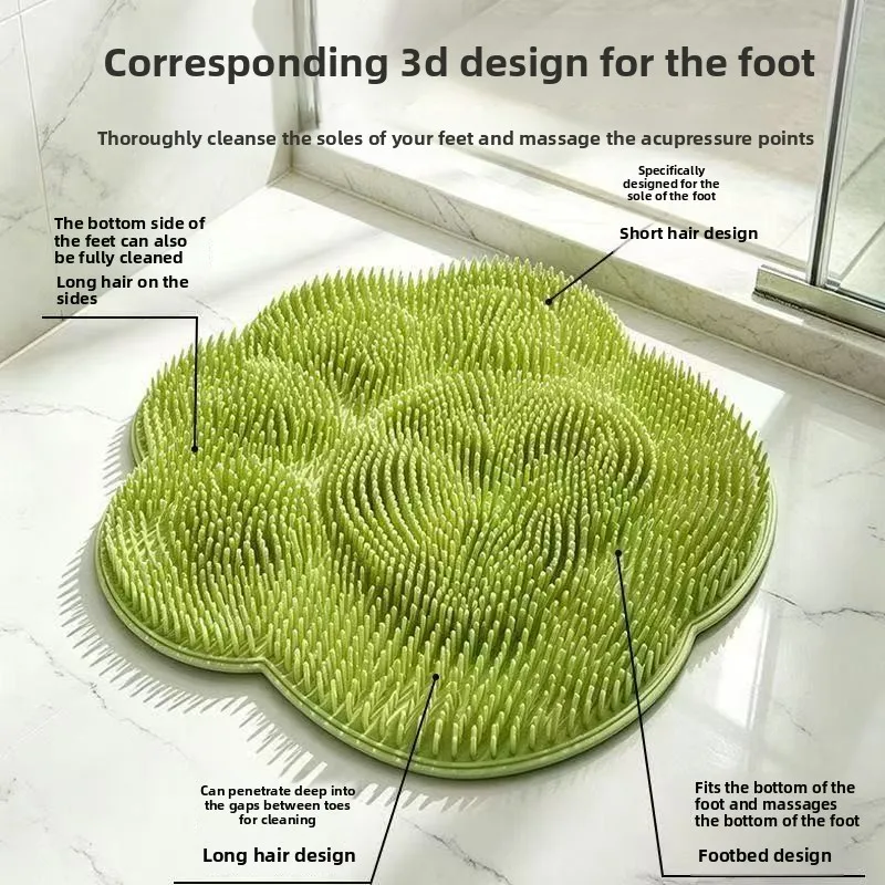Foot Scrubber Mat Exfoliating Dead Skin Non-Slip Suction Cups Shower Mat for Feet&Back Silicone Bath Scrubber with Soft Bristles