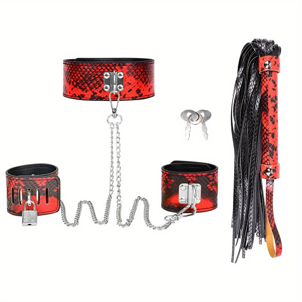 Bondage Kit com coleira de couro para mulheres e casais, algemas e algemas no tornozelo, BDSM, brinquedos sexuais alternativos para adultos flertando, 2 peças