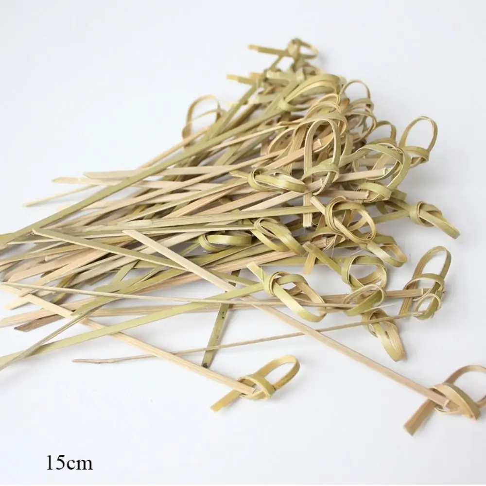 100pcs Household Disposable Cocktail Picks Party Decoration Kitchen & Bar Bamboo Knot Bar Tool Barbeque Bamboo Knot Skewers