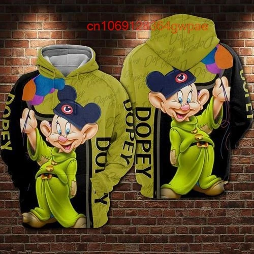 Disney Dopey Dwarf Hoodie Disney Graphic Cartoon Outfits Clothing Men Women Kids Toddlers Hoodie 3D