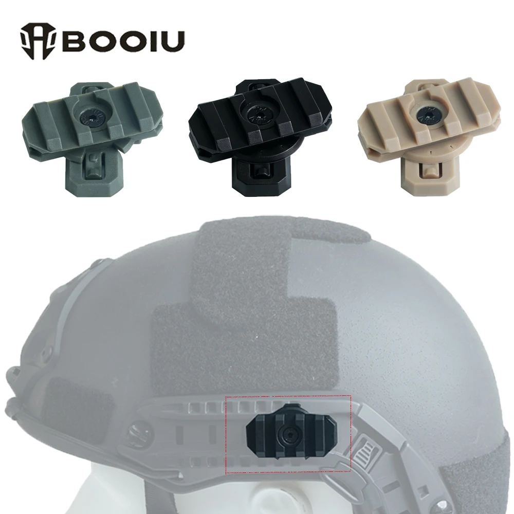 BOOIU 2PCS Fast Helmet Side Rail Adapter Nylon 360 Rotatable Helmet Rail Flashlight Mount For Airsoft Helmet Hunting Accessories