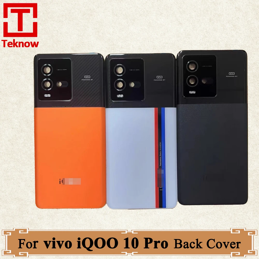 Original Back Battery Cover For vivo iQOO 10 Pro iQOO 10Pro Back Cover Housing Door V2218A Rear Case Replacement Parts