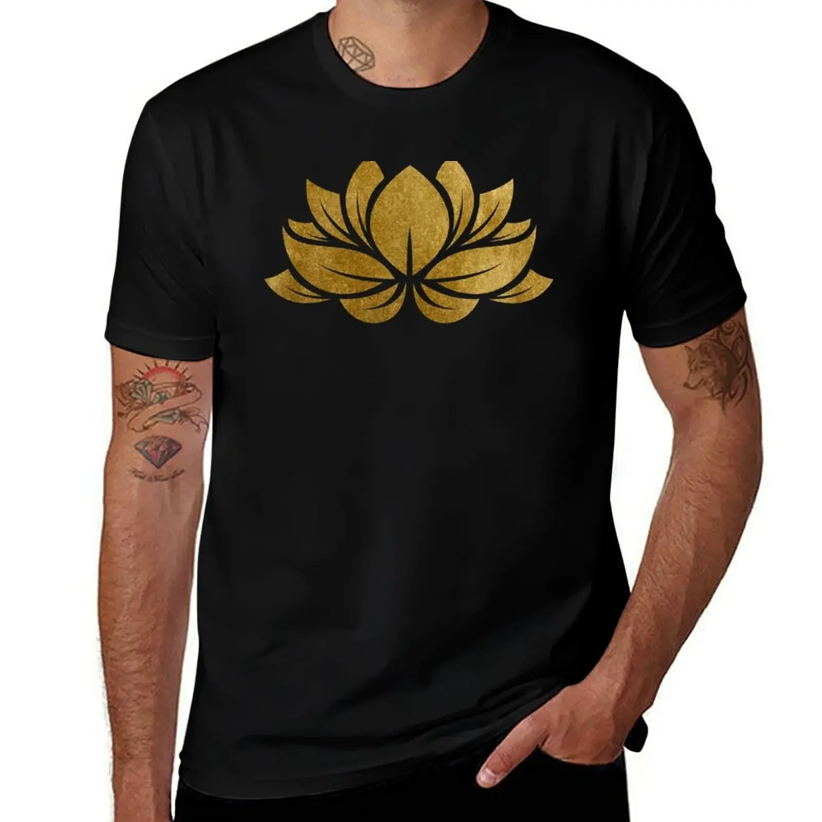 

Gold Lotus Flower Mandala T-Shirt T-shirts man plus size tops clothes for men