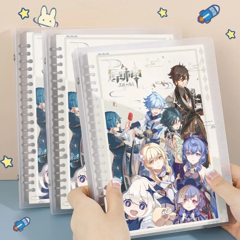 Genshin Impact anime binder cuaderno desmontable cuadrícula horizontal cuadernos y diarios a5 relleno de papel espiral cuaderno diario
