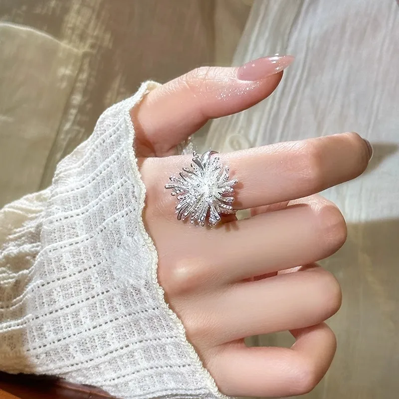 Romantische zilveren kleur vuurwerk ringen voor vrouwen mode-accessoires personalisatie charme sieraden verstelbare ringen huwelijkscadeau