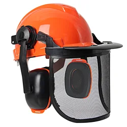 Set di caschi di sicurezza forestale cappello rigido protettivo multifunzione cappello protettivo in rete d'acciaio a pieno facciale accessori per casco tosaerba