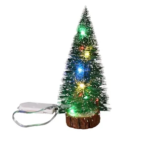 1 buah Lampu LED Mini Dekorasi Pohon Natal Buatan Meja Festival Miniatur Salju Beku Dekorasi Pohon Natal 4 Ukuran 8 pohon natal kecil penjualan terbaik - №