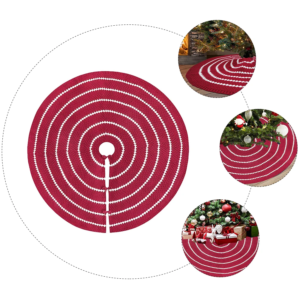 

1pcs Creative Christmas Tree Skirt 3D Knitted Xmas Tree Apron Mat Decor Holiday Home Party Supplies 36Inch Red Green