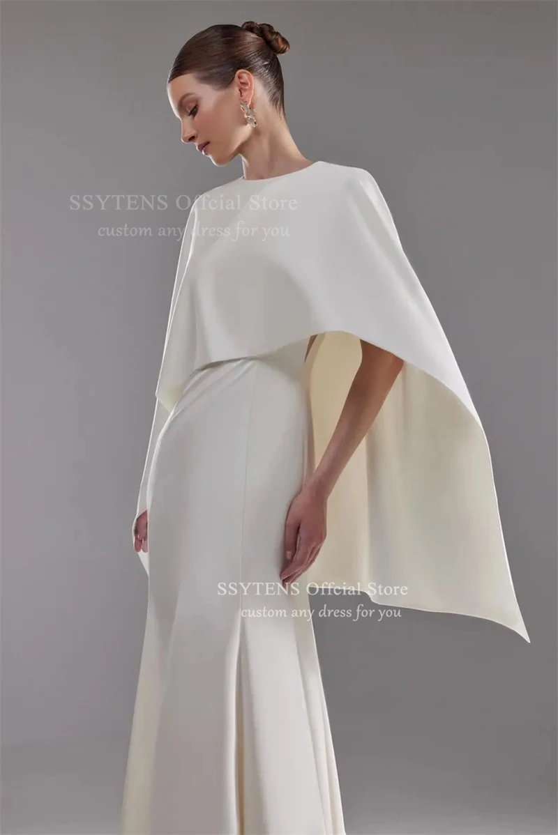SSYTENS Modest Wedding Dresses Cap Sleeves Simple 2 Pieces White Bride Dresses Customized Mermaid Bridal Gowns Vestidos De Novia