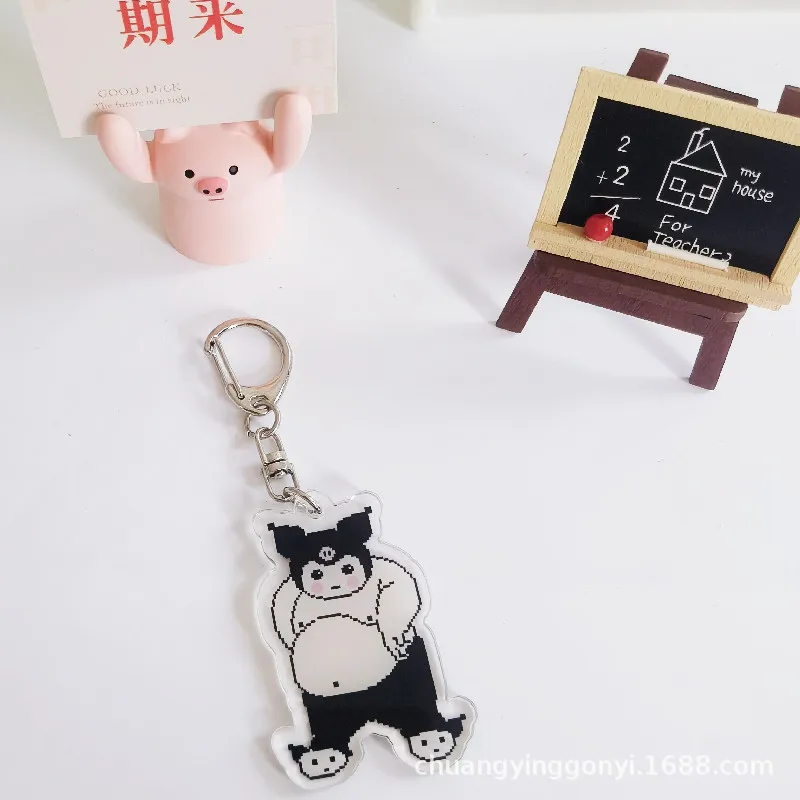 Sanrio New Funny Fatty Sanrio Keychain Hello Kitty Mymelody Kuromi Cinnamoroll Anime Figures Cartoon Bag Pendant Toys Gifts