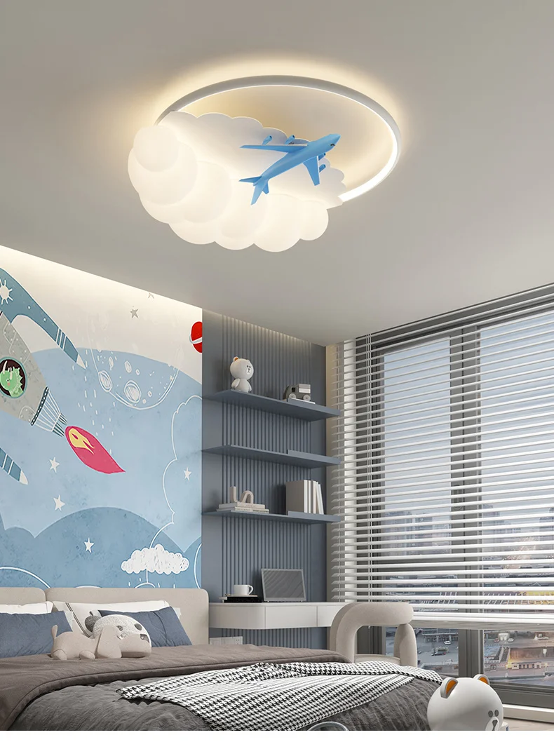 ヘリコプター型シーリングファンライト｜ブルー・三色切替LED｜子供