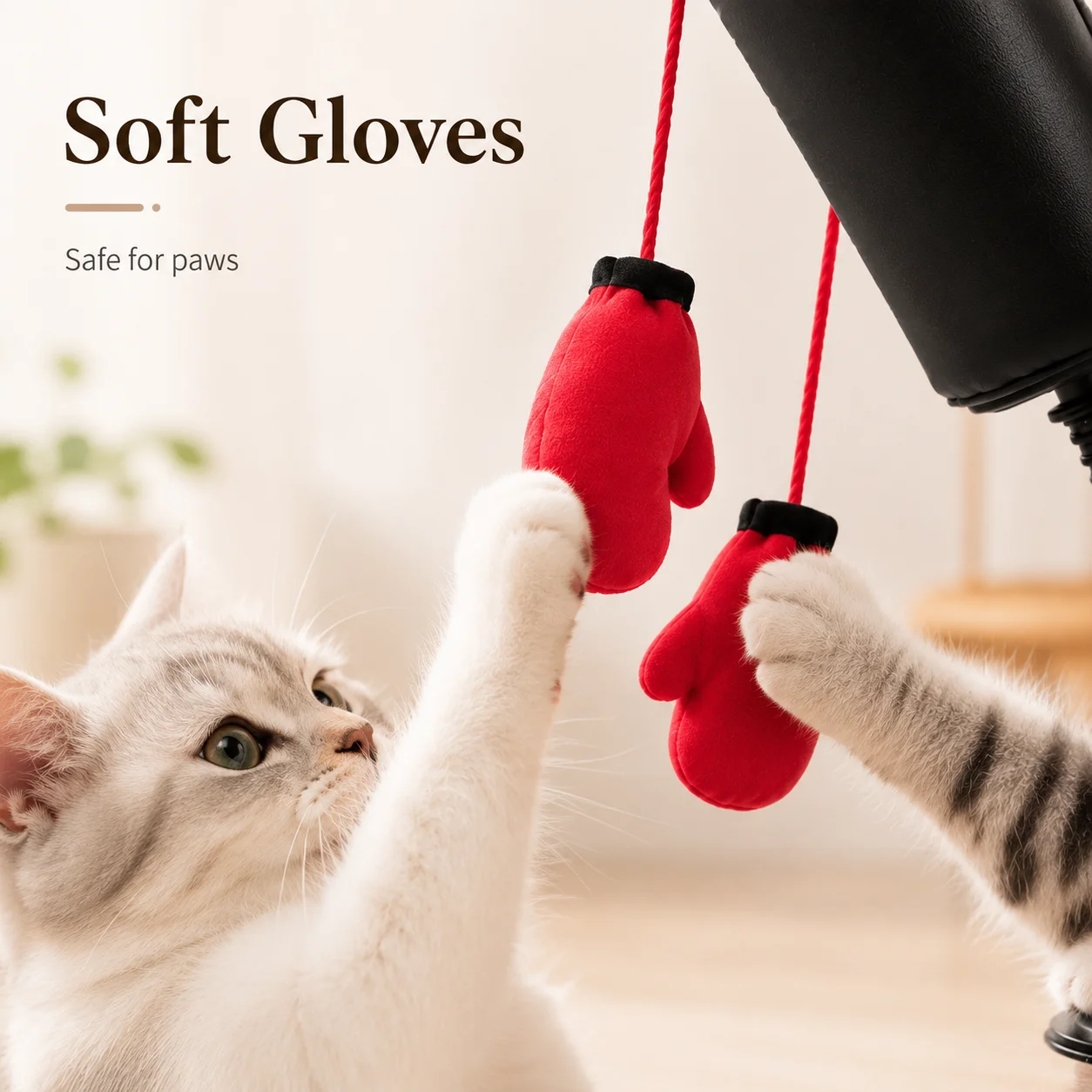 Cat Boxing Bag Toy Funny Teasing Fun Activity Funny Exercise Teaser Toy for Felines with Dangling Boxing Gloves