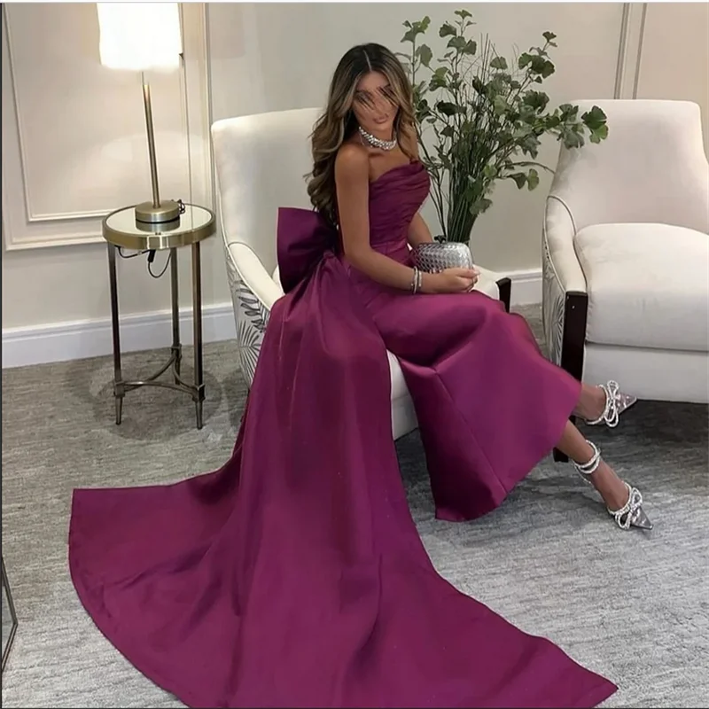 A-Linie-Abschlussballkleid, Satin, elegantes Abend-Partykleid für Damen mit Schleife am Rücken, Promi-Kleid Ajareo Sierra Özelleştirilmiş