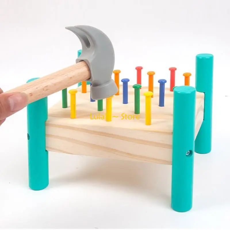 Y4QA 베이비 해머 히트 장난감 생활 기술 어린이를위한 조기 교육 강도 훈련