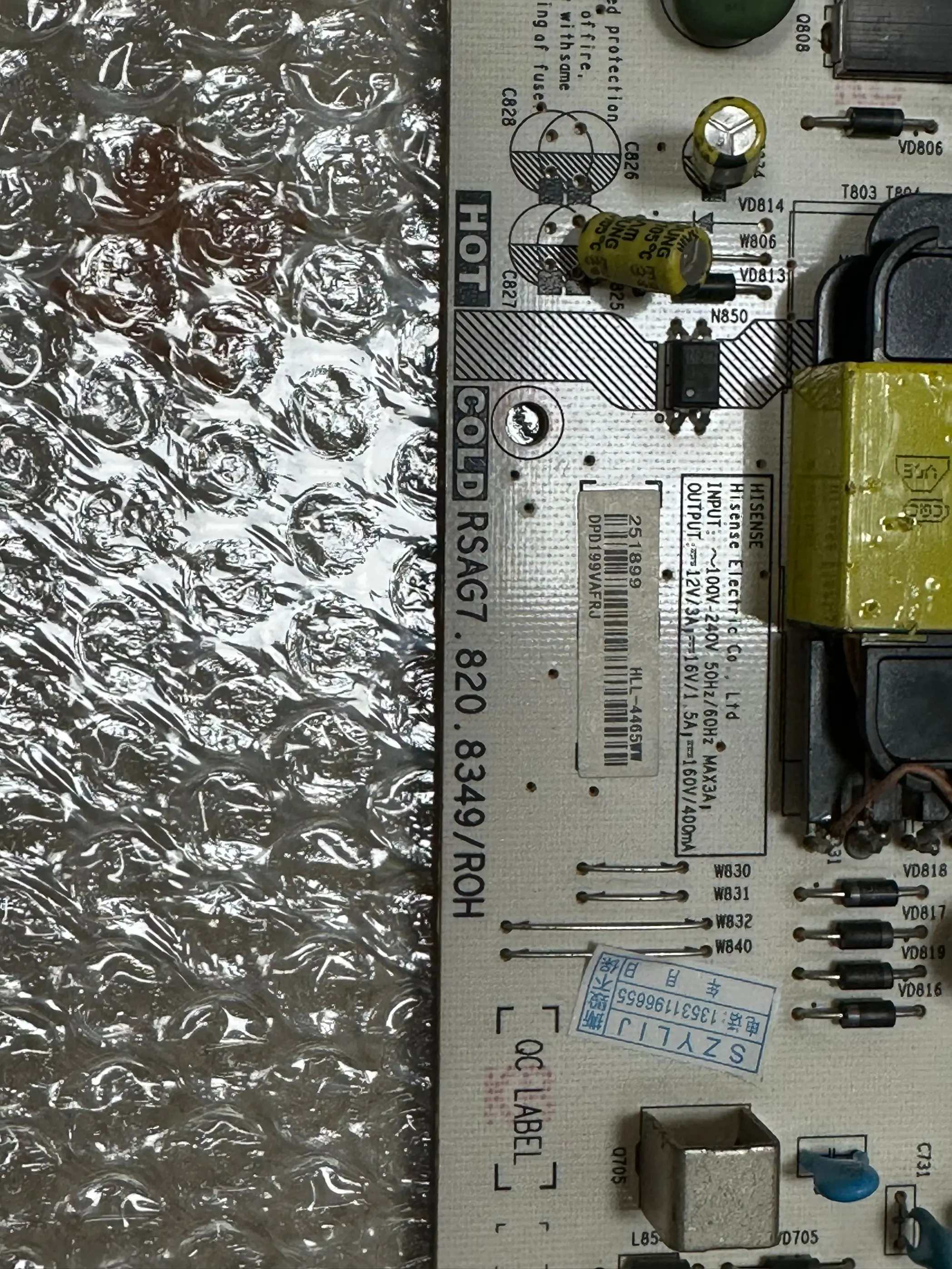 Original 65V1F/H65E3A LCD TV Power Board RSAG7.820.8349 HLL8349WA