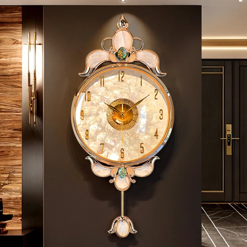 European light luxury wall clock feeling creative shell clock wall hanging quartz