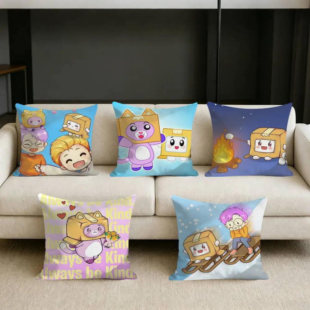 

Cute Fox and BOX L-Lanky-Box Square Sofa Pillow Cover Solid Color Living Room Home Decor Cushion Case