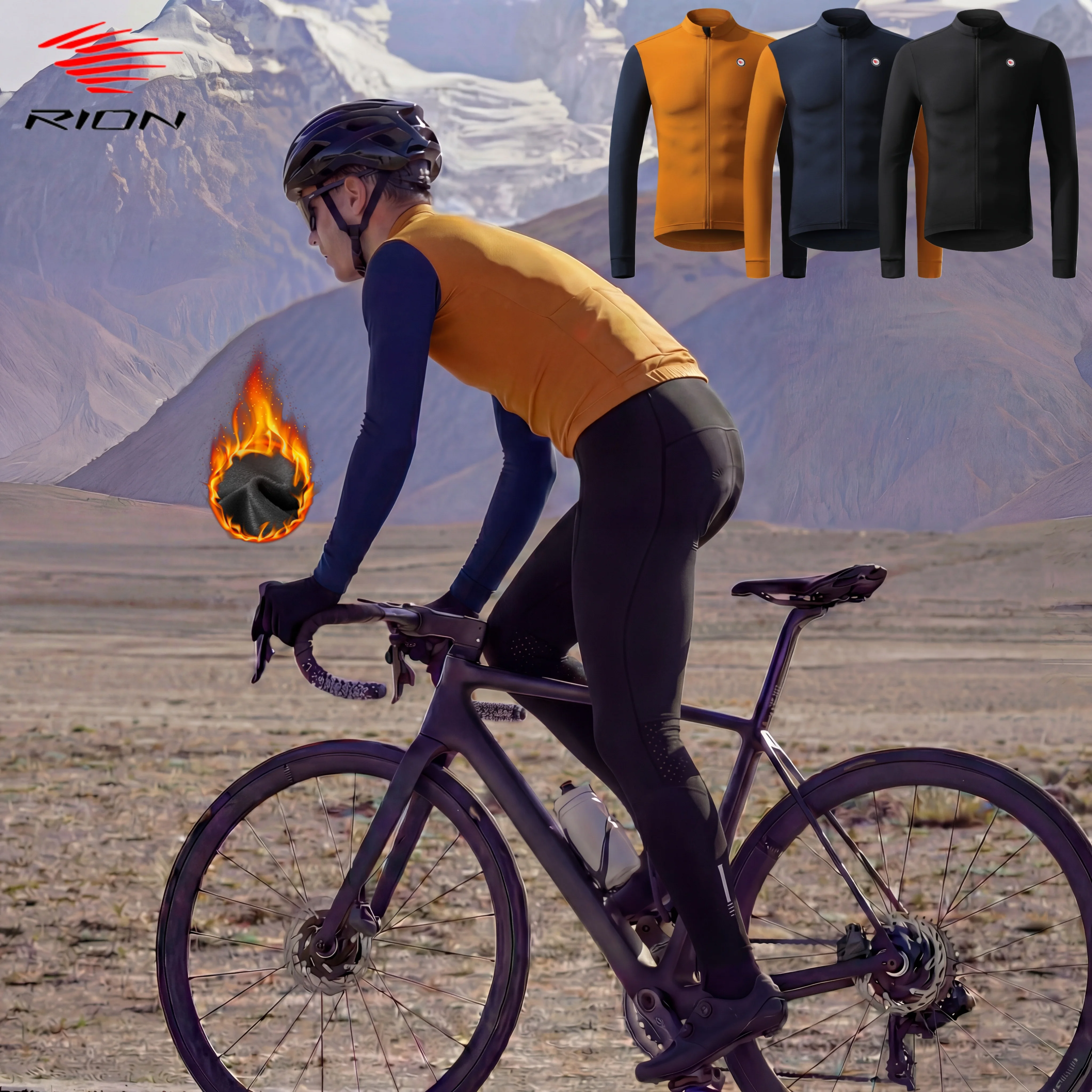 

Мужская термофлисовая велосипедная куртка RION для зимы, ветрозащитная, с защитой от солнца UPF 50+, для езды на горном велосипеде, с карманами