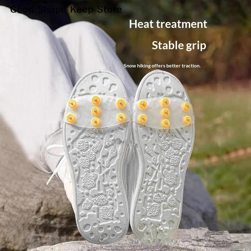 

1 Pair 7 Teeth Anti Slip Spikes Grips Crampon Cleats Sport Shoes Cover For Snow Ice Claw Climbing Women Men Boots Cover