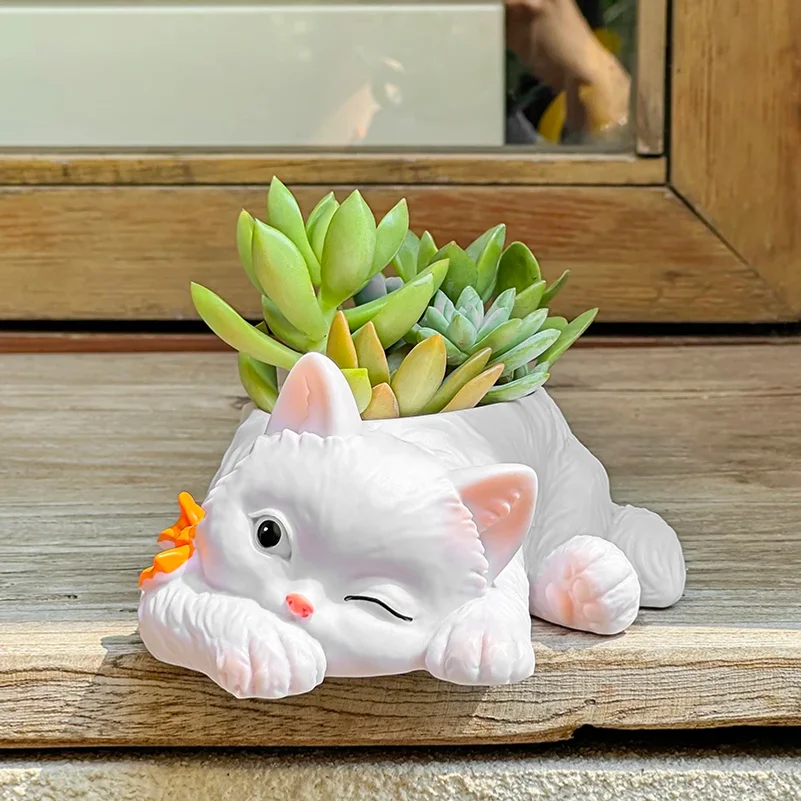 Cute Cat Succulent Flowerpot Balcony Green Plants Living Room Home Office Desktop Potted Plant Home Decoration