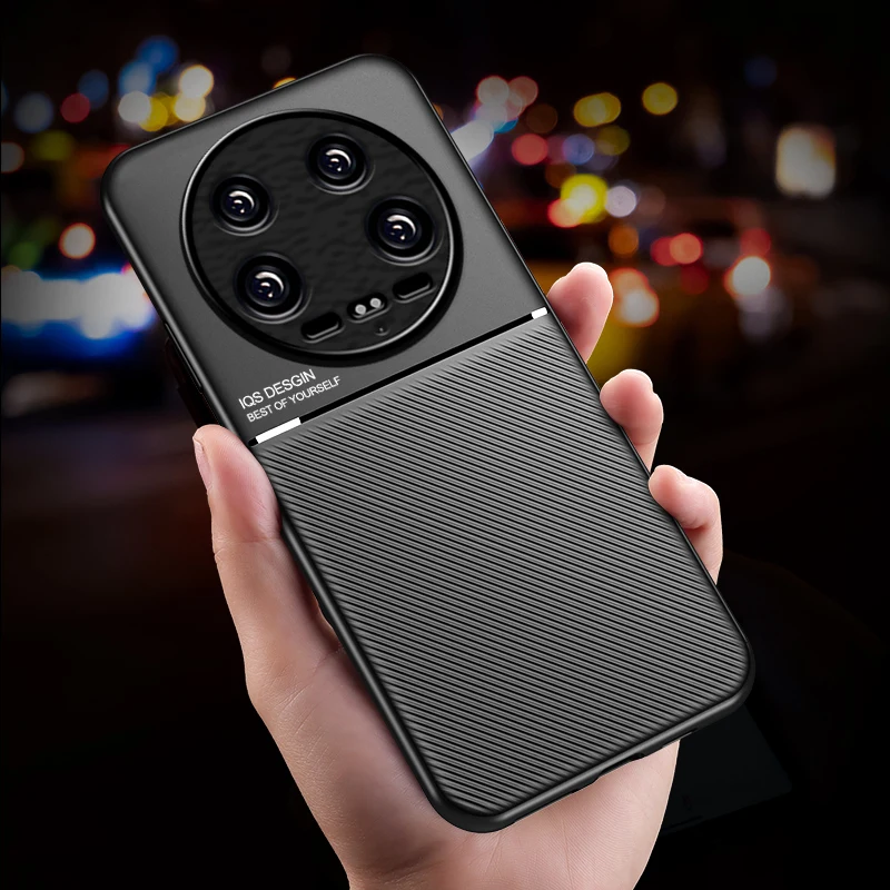 Case For Xiaomi 14 Ultra Magnetic Car Built-in Magnet Plate Shockproof Hard Cover For Xiaomi 14Ultra