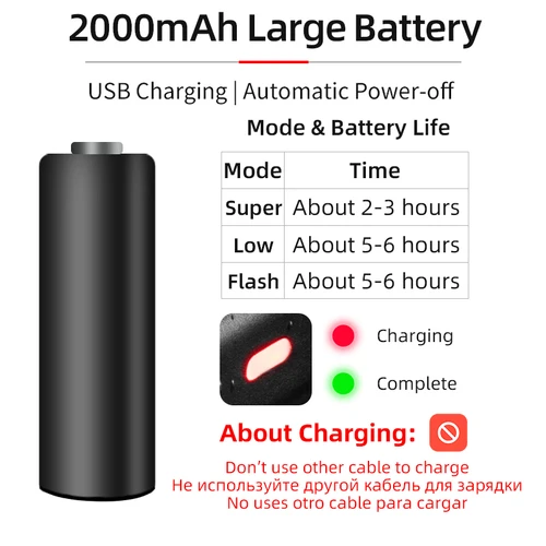 Imagen 2 del producto ROCKBROS-linterna frontal para bicicleta, 400-1000 lúmenes, 4800mAh, LED, lámpara recargable por USB para bicicleta de montaña y carretera