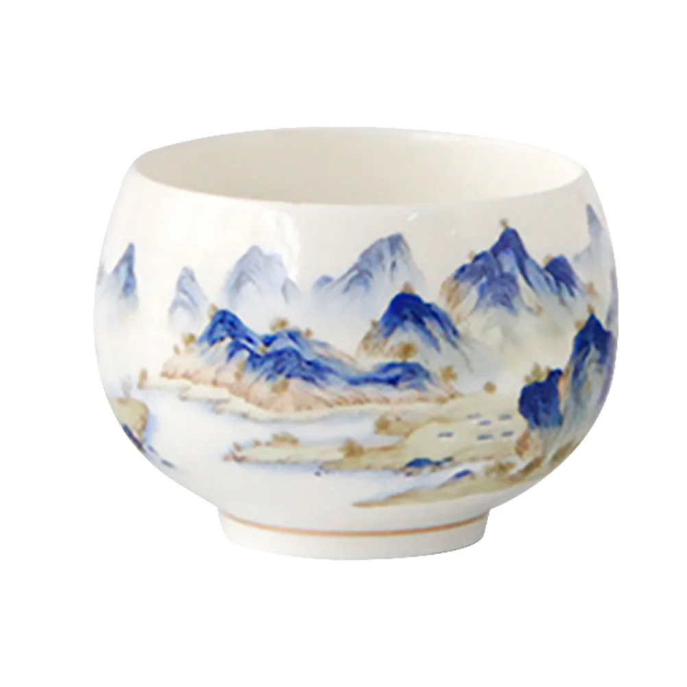 

Hand Painted Ceramic Tea Cup Traditional Chinese Landscape Pattern Decorative Teacup for Tea Ceremony Home Office