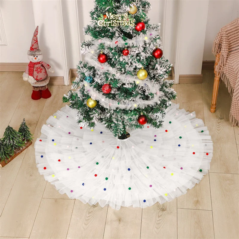 

78/90/120cm Christmas Tree Skirt Xmas Decoration Xmas Gift White Faux Fur Tree Skirt Christmas Decoration for Home New Year 2024