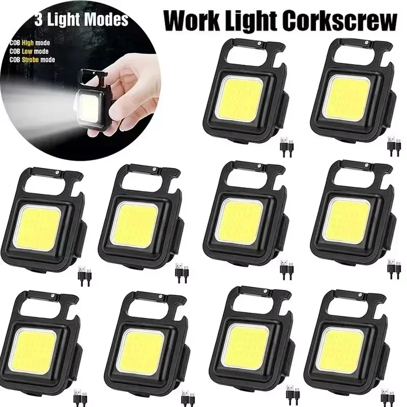 

LED Flashlight Super Bright 1500LM Folding Bracket Bright EDC Keychain USB Rechargeable Waterproof Light Outdoor Camping Tools