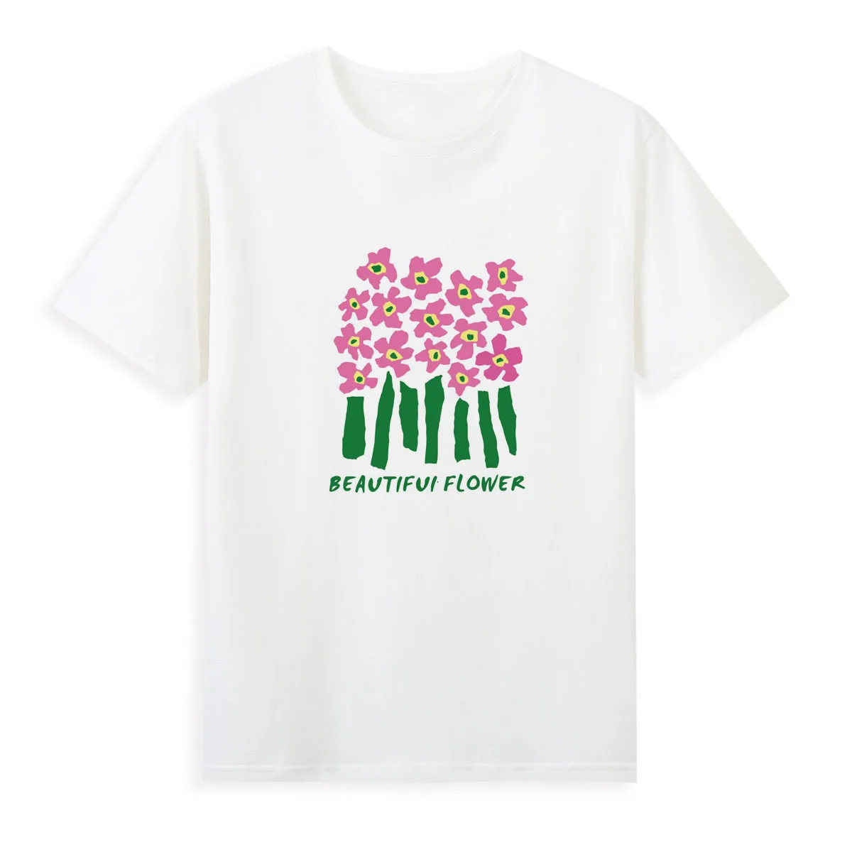 ピンクのfloretプリントTシャツ,女性用半袖Tシャツ,新しいブランド,アメリカの人気のファッション,A1-63