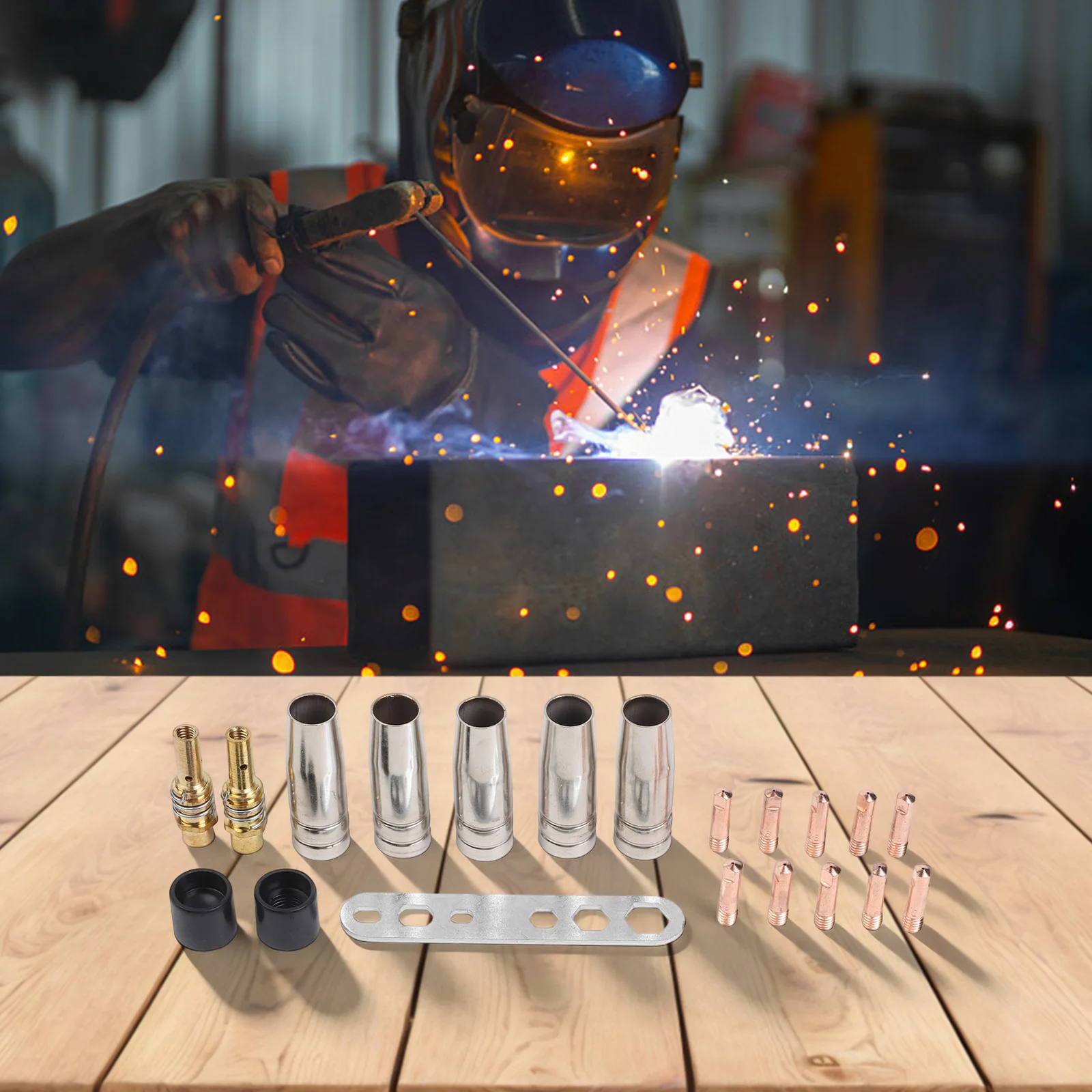 Essential 22PCS For MIG Welding Accessories for MAG Usage Features Gas Nozzles Diffusers Insulators and Wrench