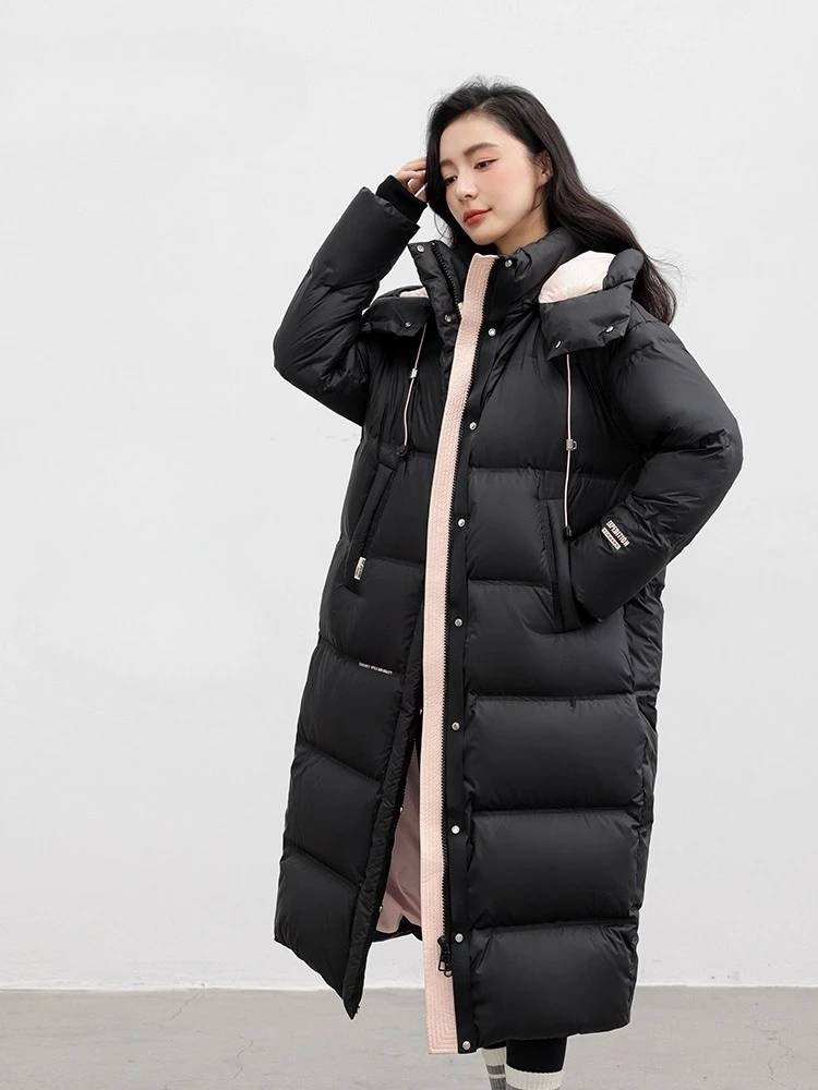 سترة نسائية شتوية 2025 معطف طويل فضفاض وسميك ودافئ من ريش البط #3