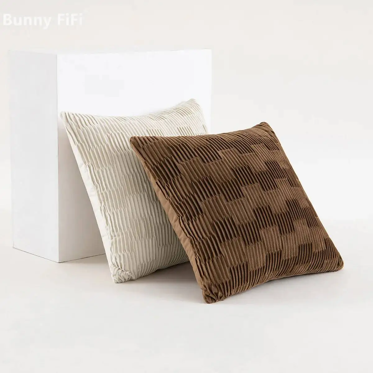 French Velvet Decorative Throw Pillow Covers Soft Neutral Camel Cushion Covers For Living Room Bedroom Modern Home Decor Deal