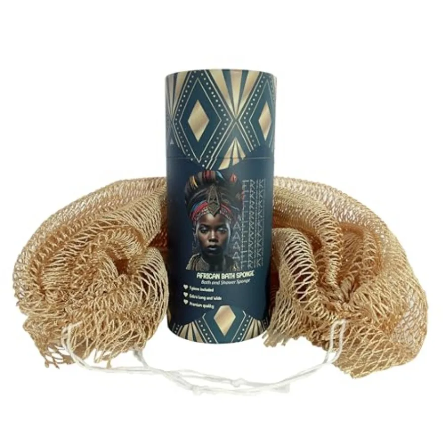 

African Net Sponge, Premium Authentic Exfoliating Body Scrubber, Extra Long Stretch Bath Sponge for Shower, Deep Exfoliating Wa