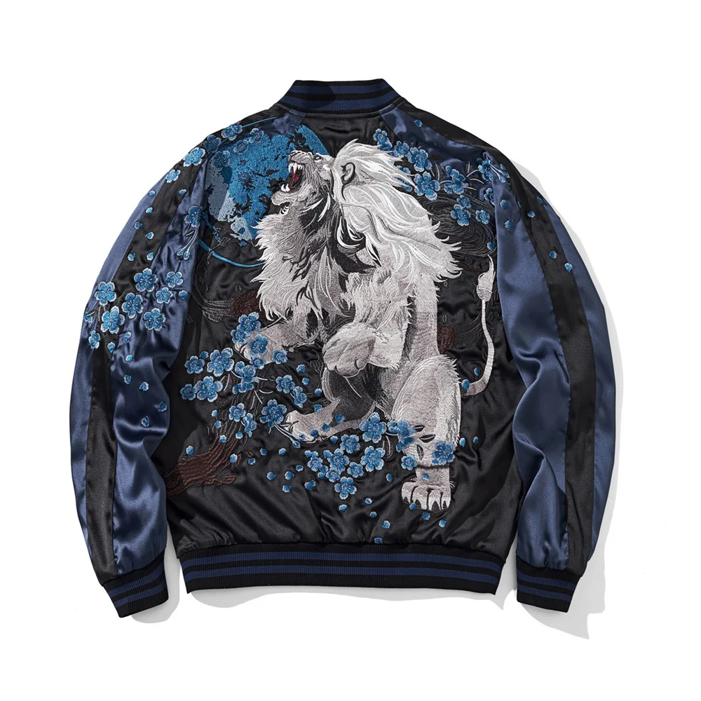 High Quality YOKOSUKA Lion Embroidered Jacket Japanese Men Women Couple Boy Baseball Streetwear Harajuku Clothing Autumn Coat