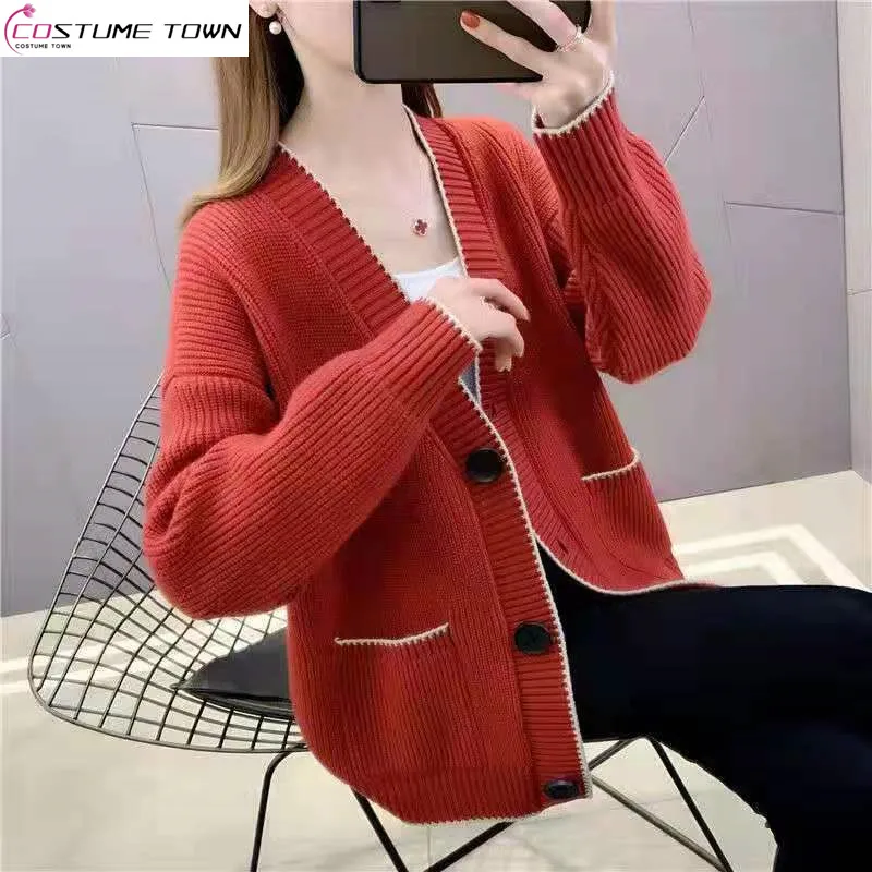 Korean Version Loose Fitting Small Fragrant Knit Cardigan 2023 Spring and Autumn Single Breasted Versatile Sweater Jacket