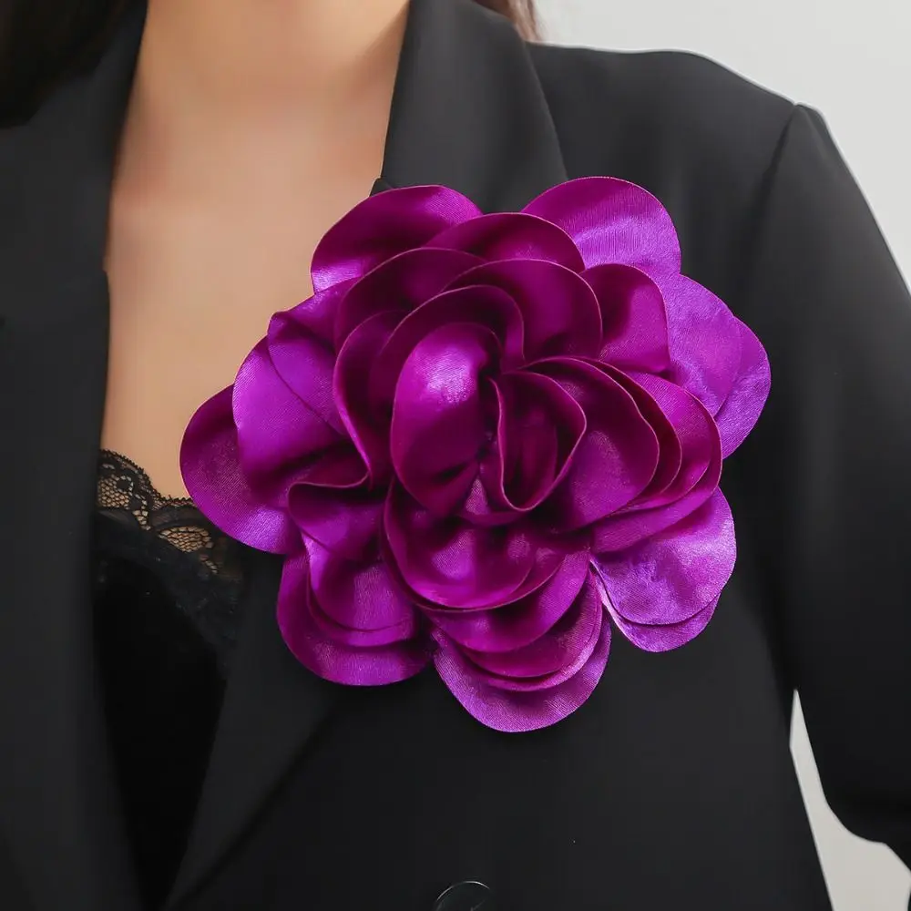Handmade Clothing Accessory 20CM Brooch Large Flower French Lapel Pin Satin Ornamental Pin