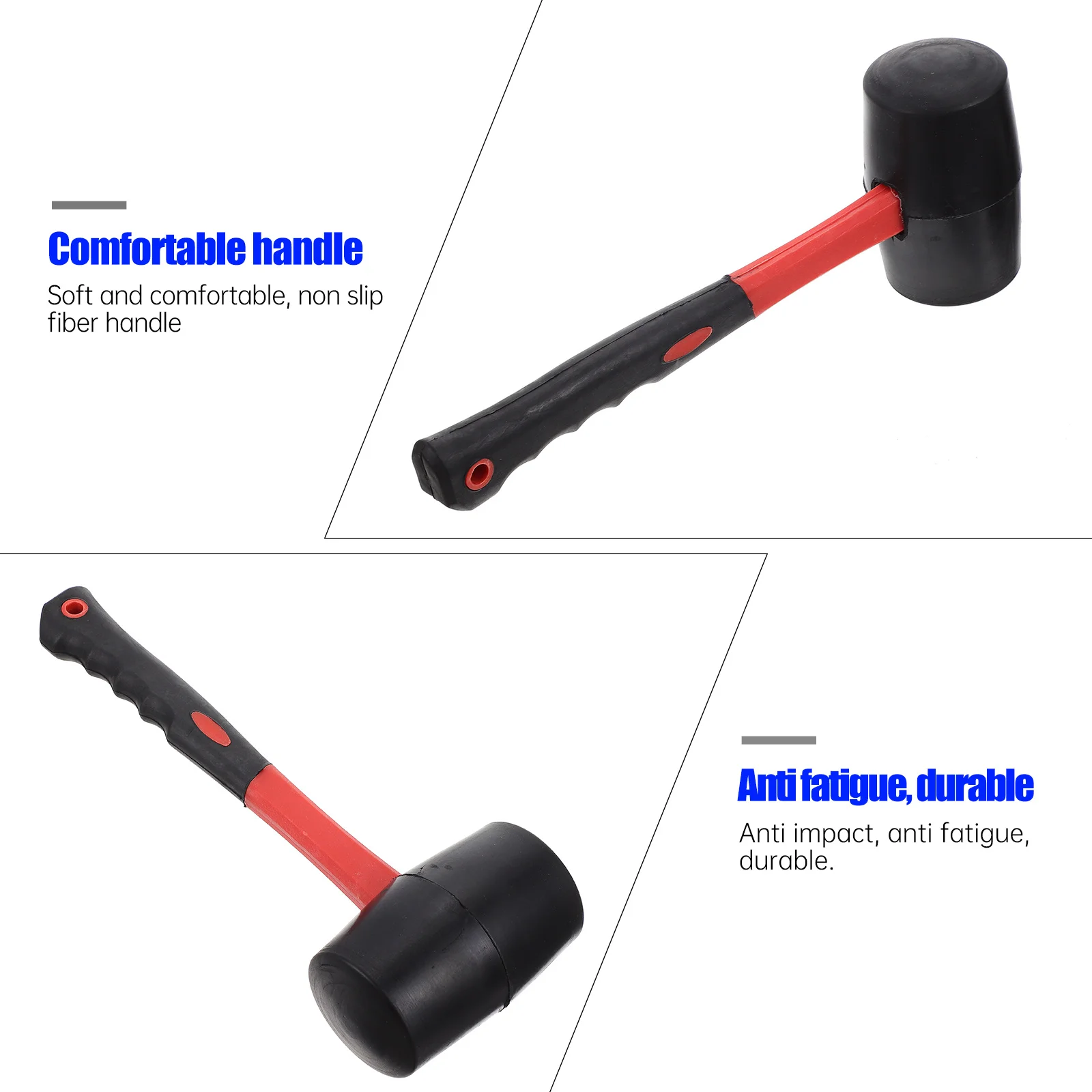 

1pc Fiber Handle Hammer Rubber Mallet Non-Slip For Flooring Installation Tool Home Decoration Craftsman Use Double-Faced Head