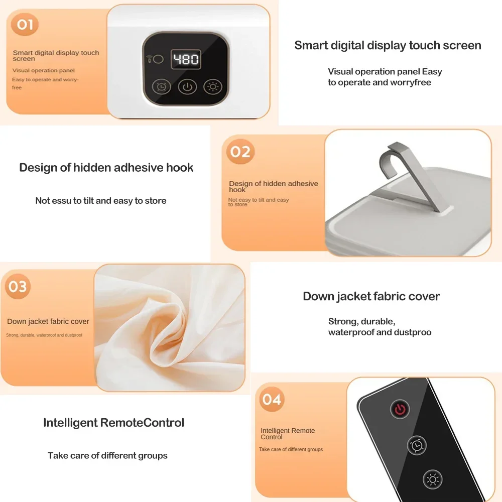 Electric Clothes Dryer Folded Remote Control Multifunctional Dryer Machine Portable Travel Warm Laundry Dryer with Timing Home