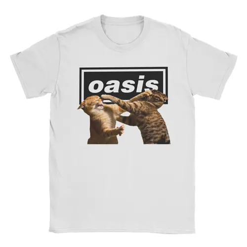 Imagen 2 del producto Camiseta O-Oasised Gallagher Kitties para hombre, Camiseta Vintage de algodón, camiseta con cuello redondo, ropa de manga corta, regalo de cumpleaños