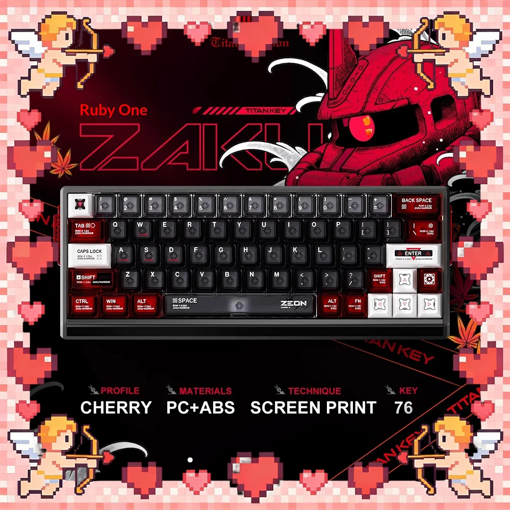

TITANNATION ZAKU Ruby PC Keycaps Original Factory Height Keyboard Keycaps PC ABSEV63 Transparent Wooting PC Accessories Gifts